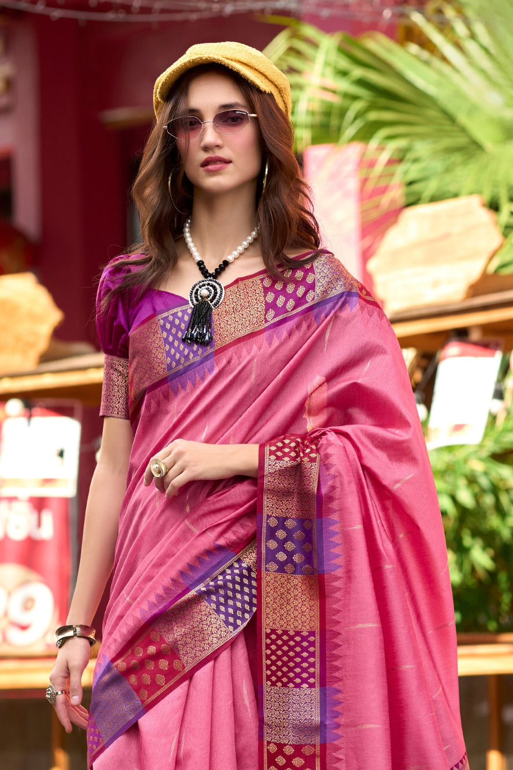 Pink Banarasi Silk Saree