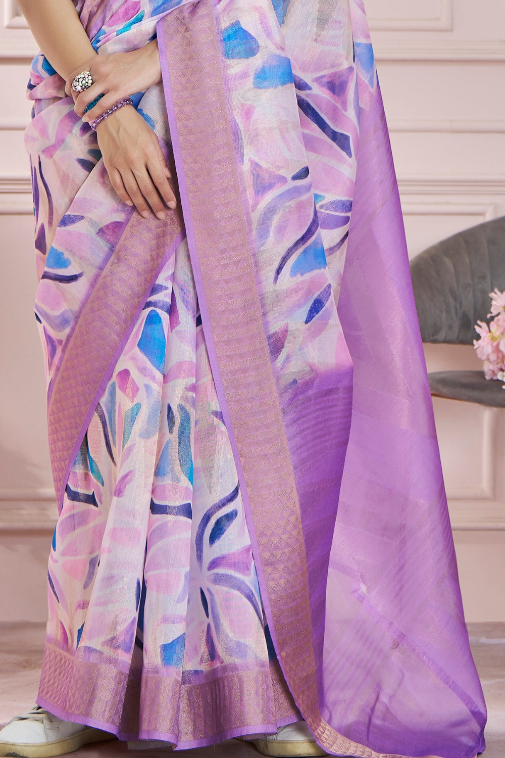 Purple Digital Print Saree