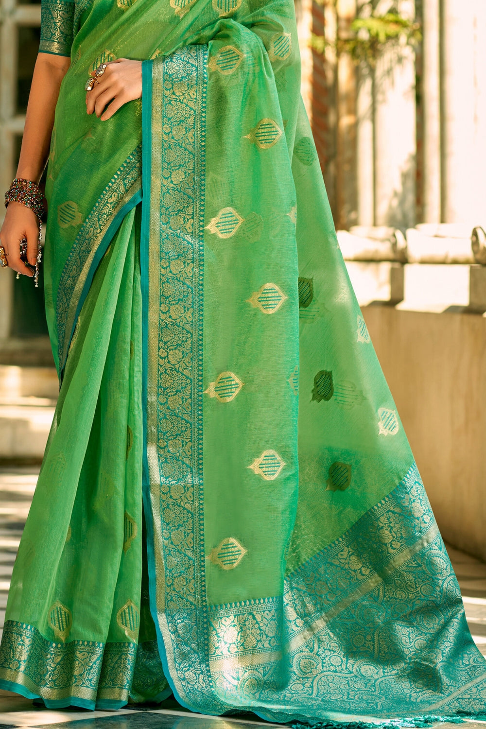 Green Tissue Silk Saree