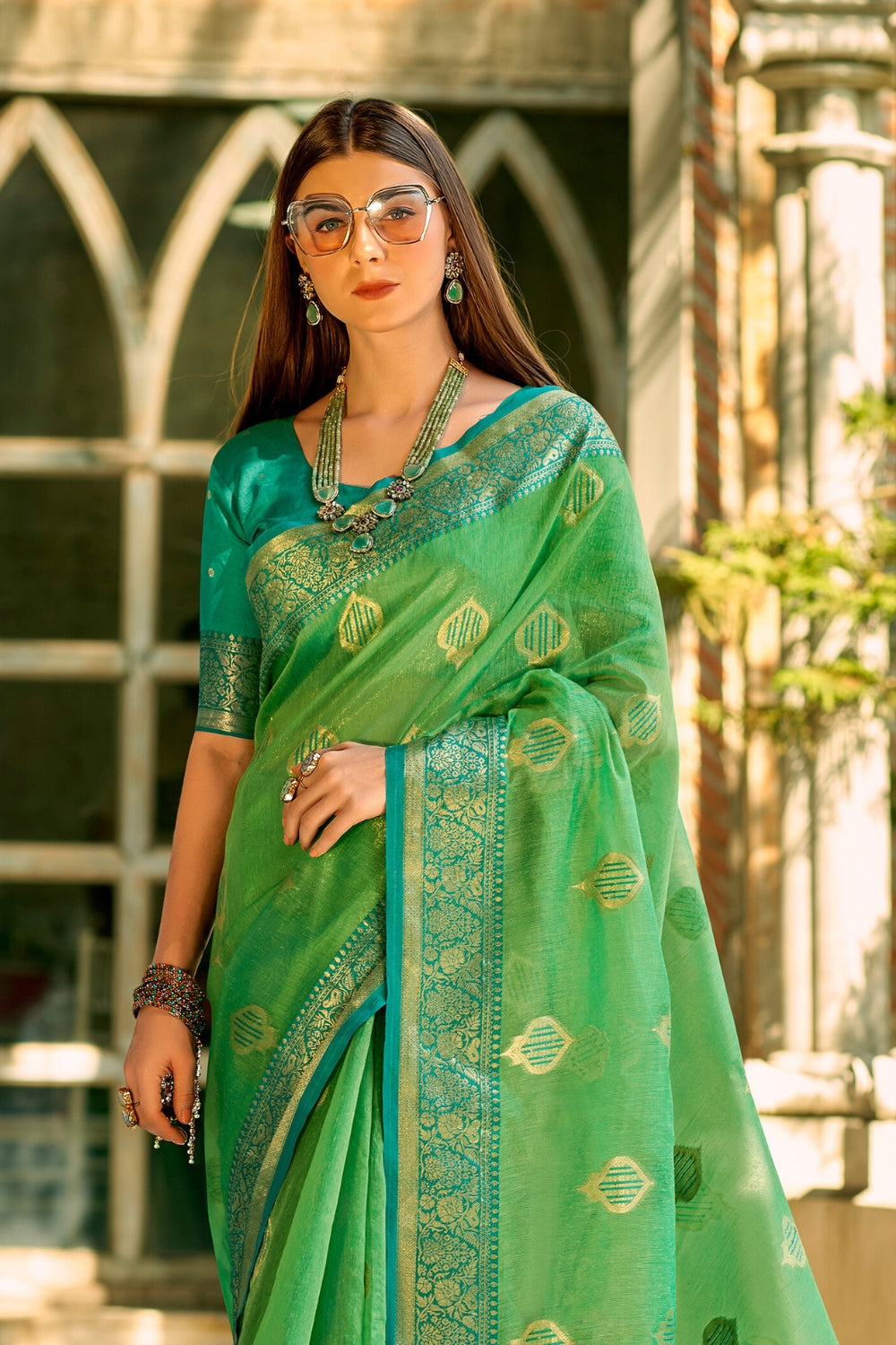 Green Tissue Silk Saree