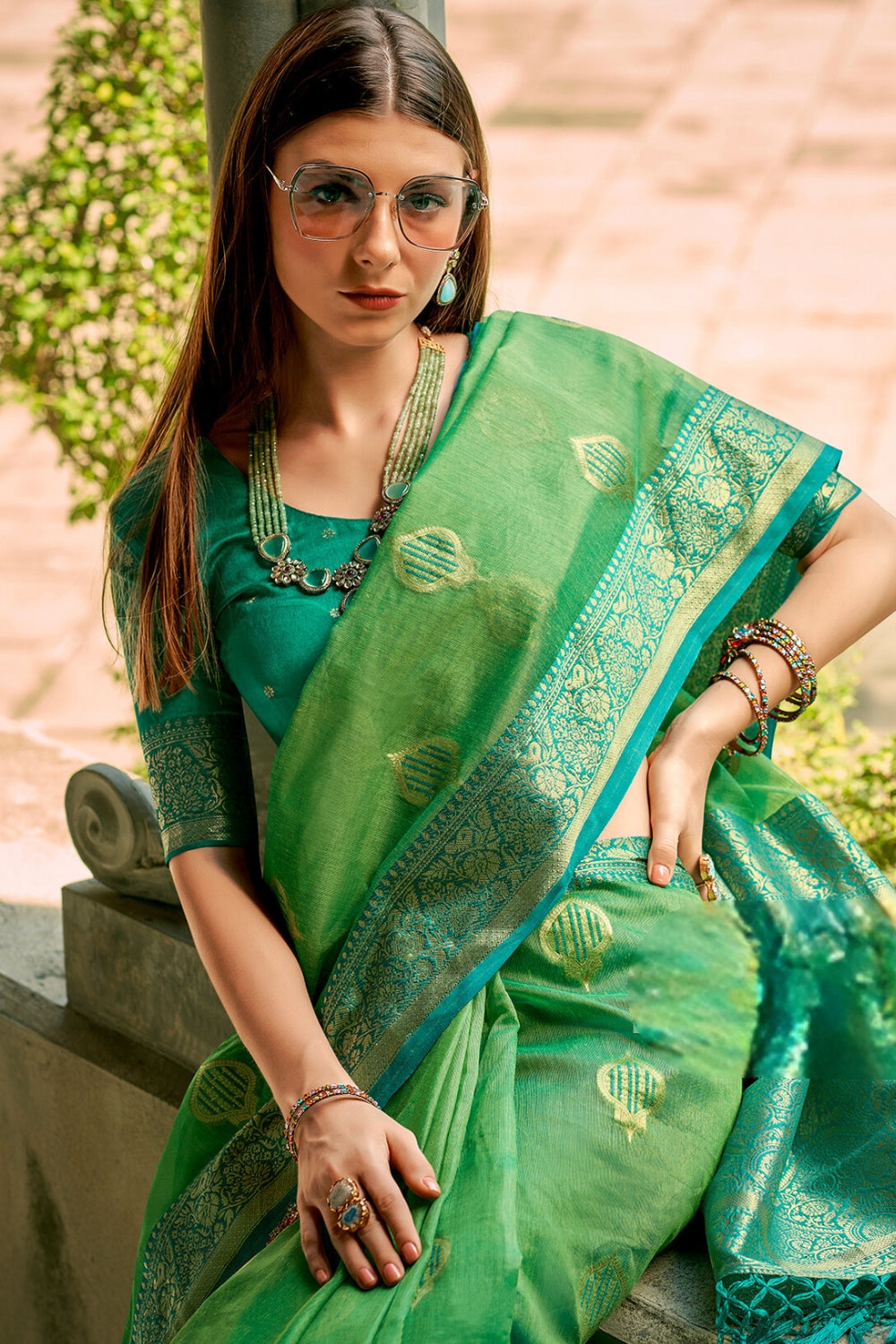 Green Tissue Silk Saree