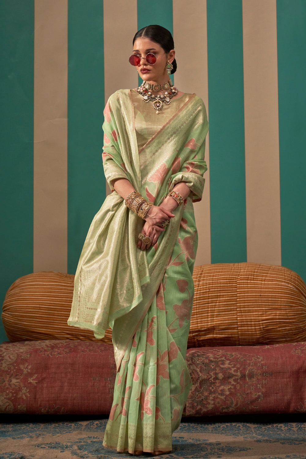 Light Green Linen Saree