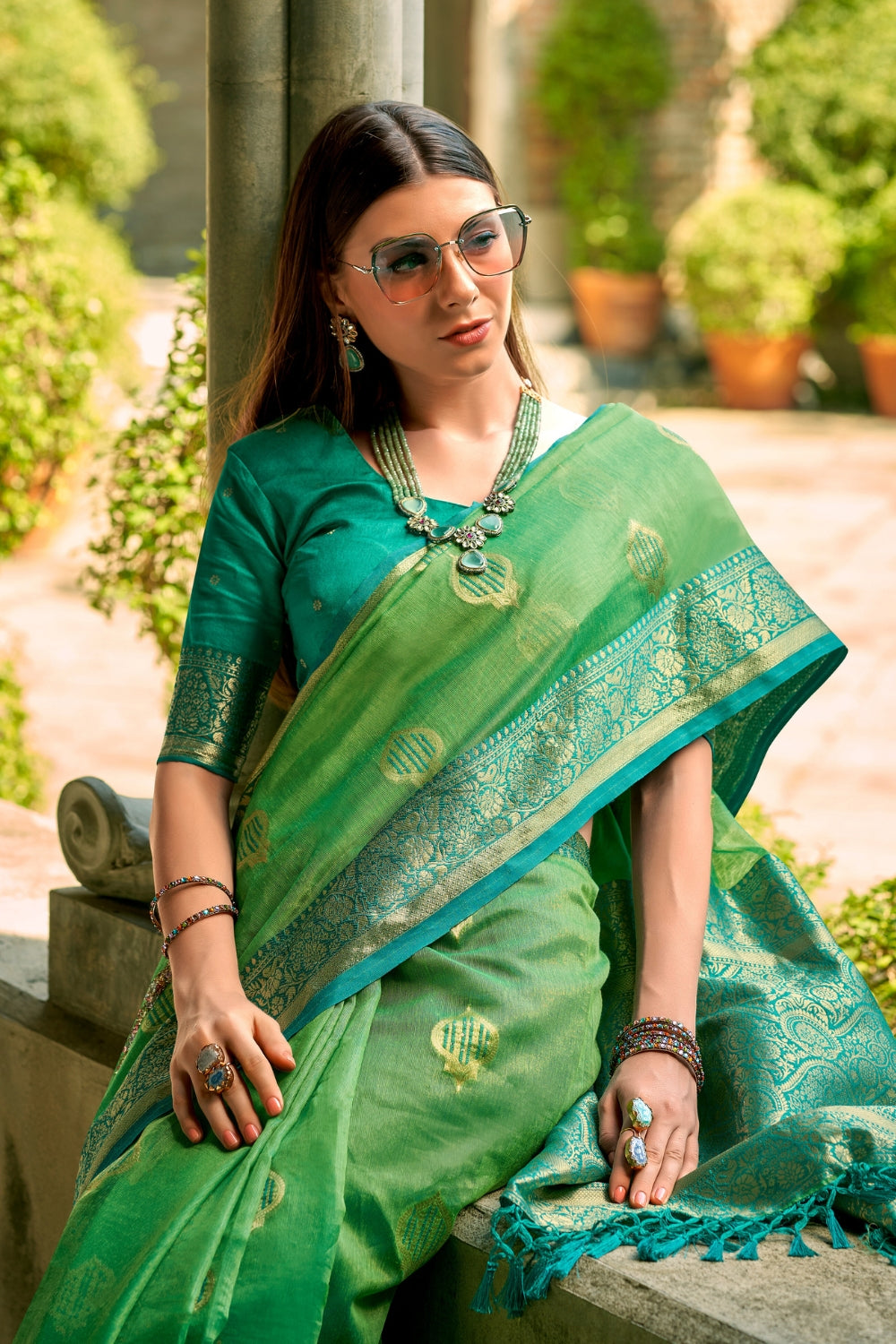 Green Tissue Silk Saree