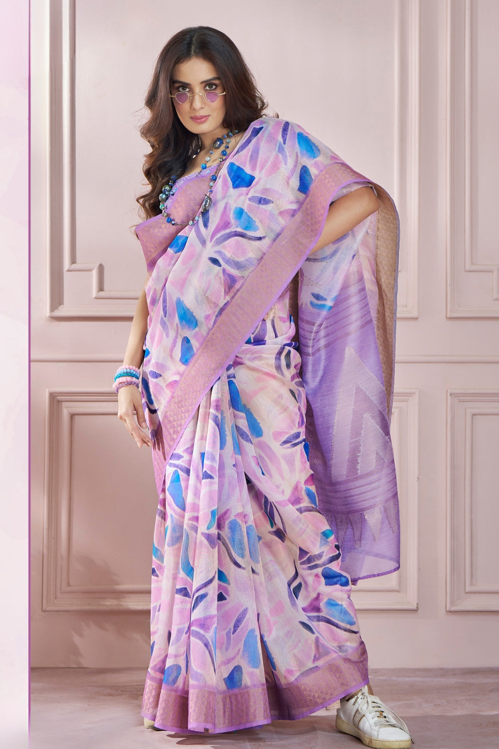 Purple Digital Print Saree