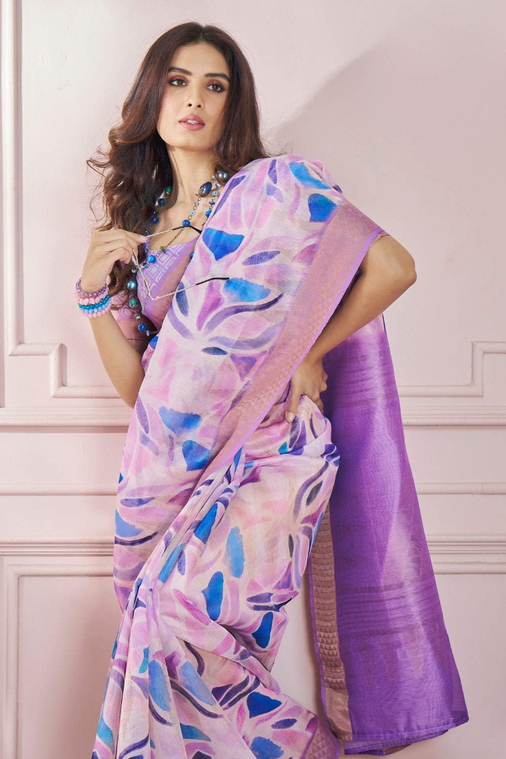 Purple Digital Print Saree