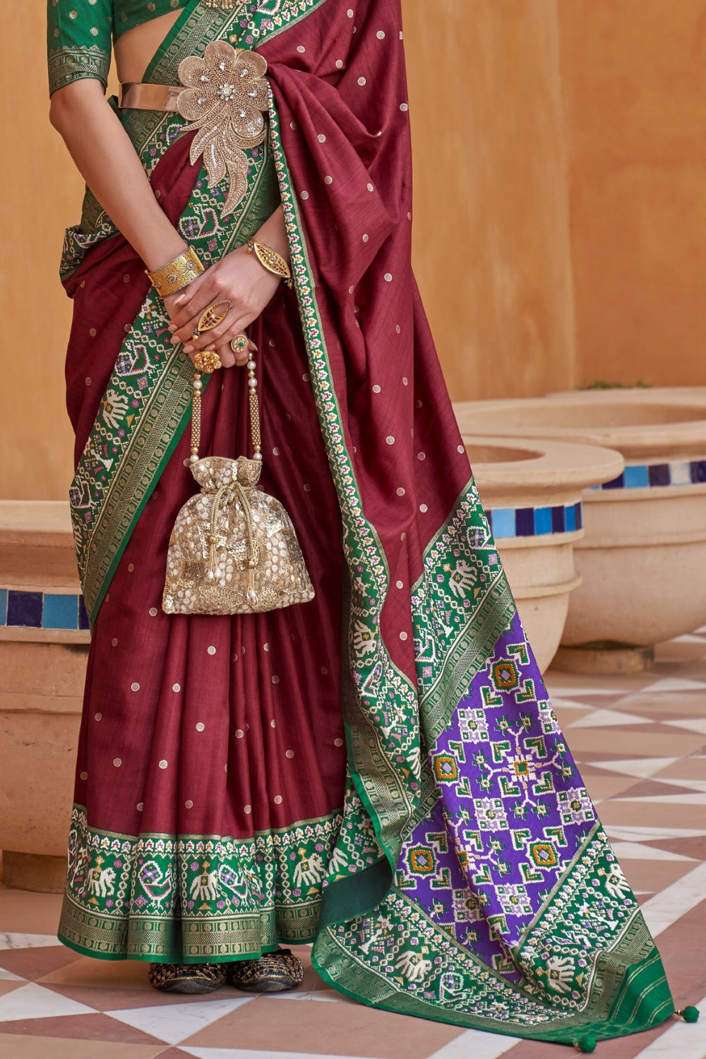 Maroon PURE PATOLA Saree