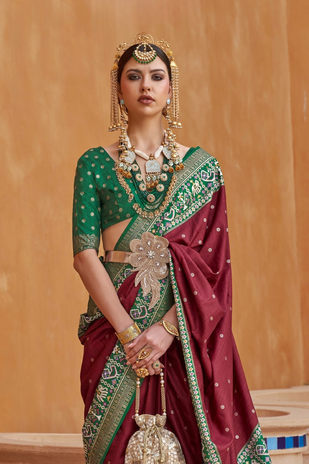 Maroon PURE PATOLA Saree