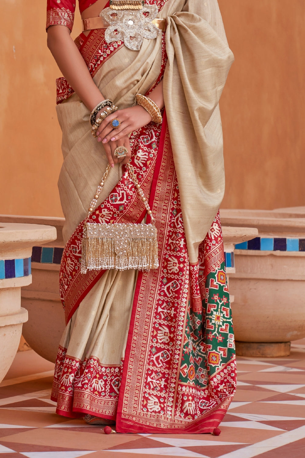 Beige PURE PATOLA Saree