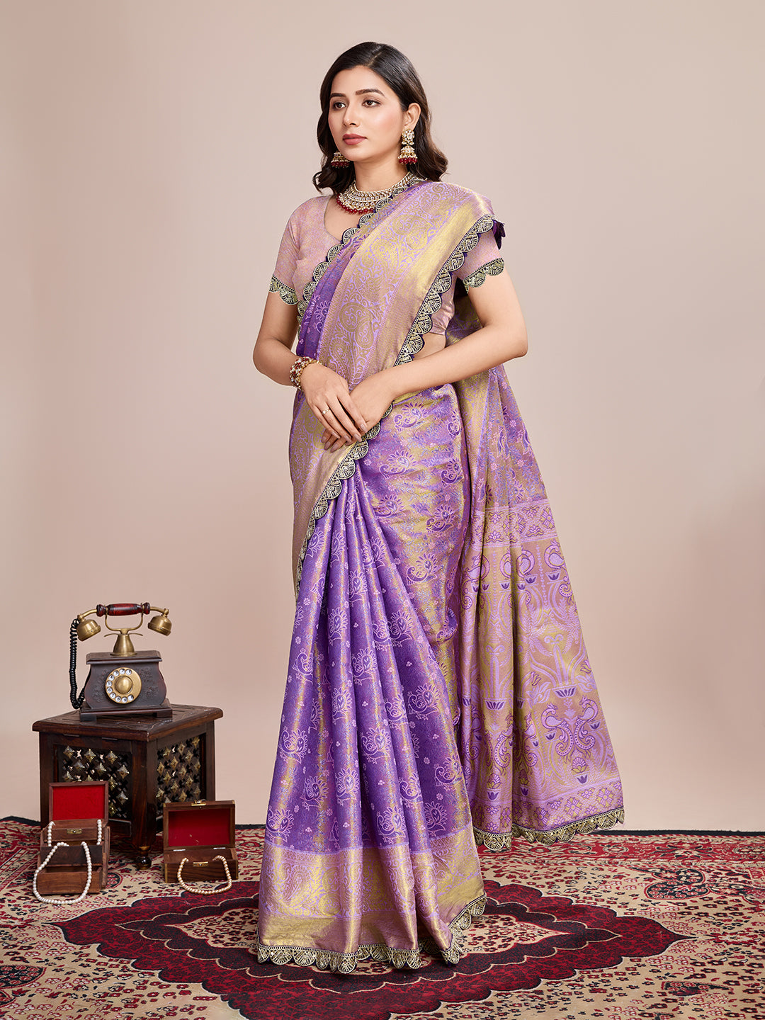 PURPLE SEMI SILK SAREE