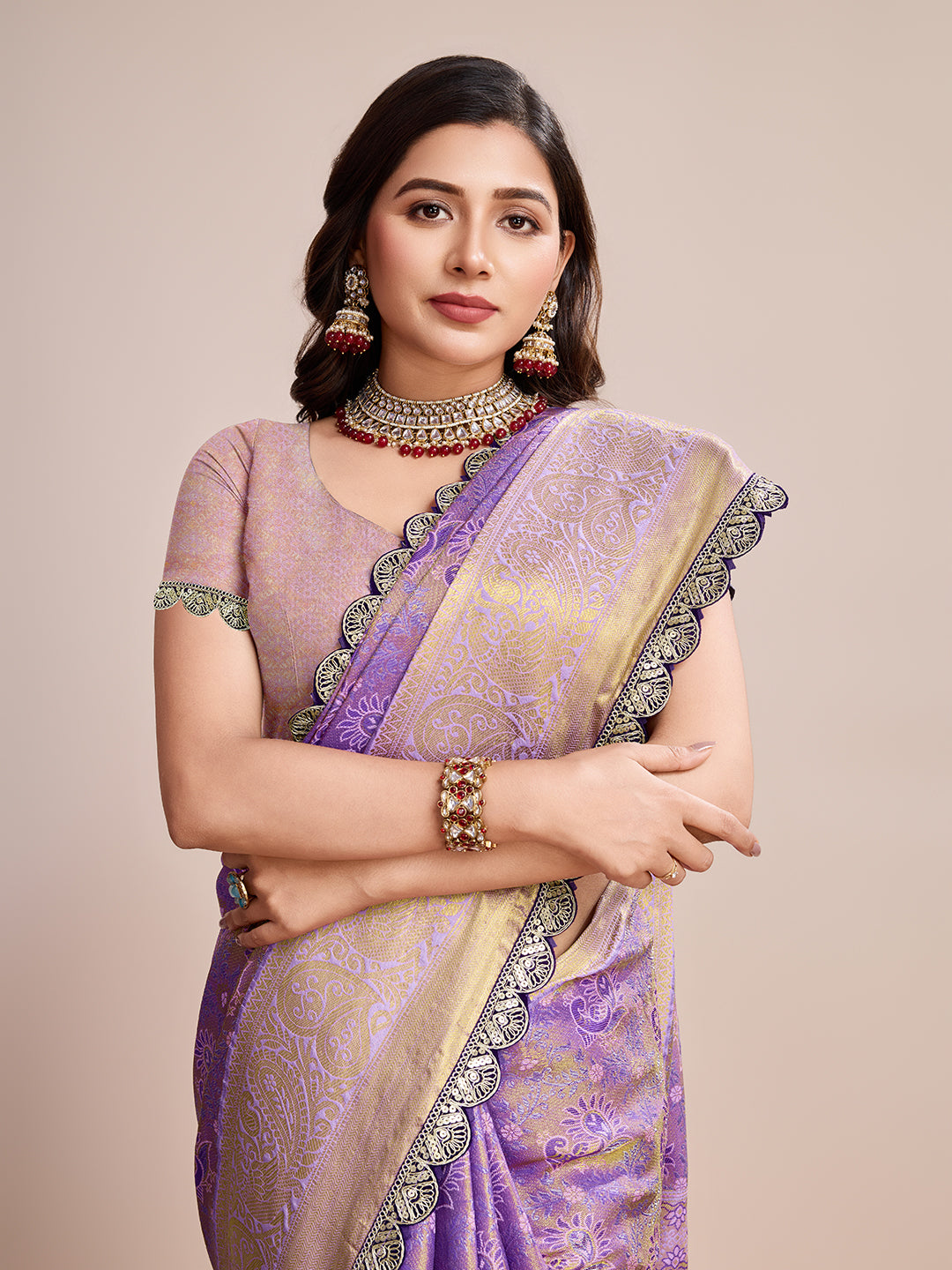 PURPLE SEMI SILK SAREE