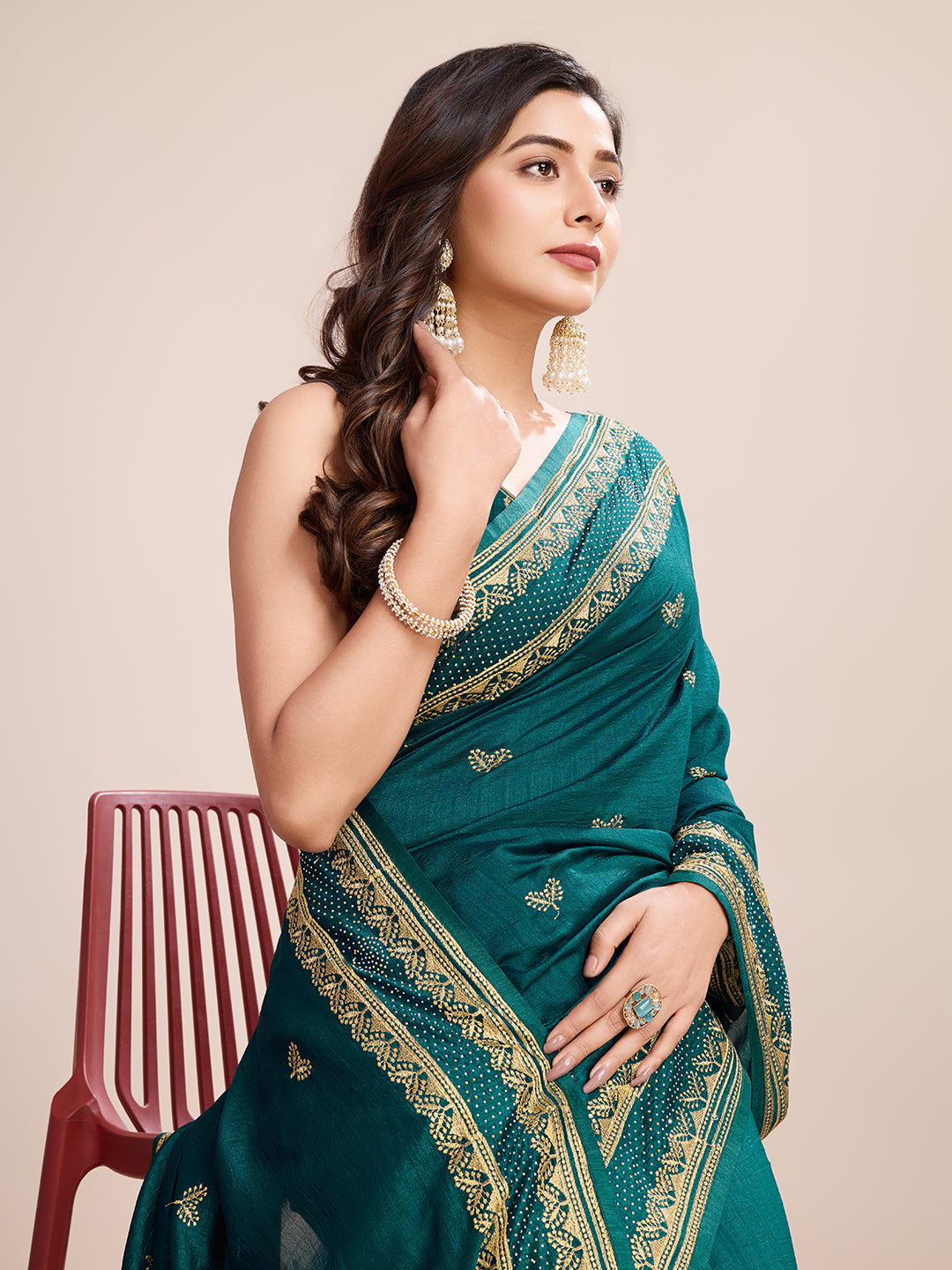 GREEN VICHITRA SOFT SILK SAREE