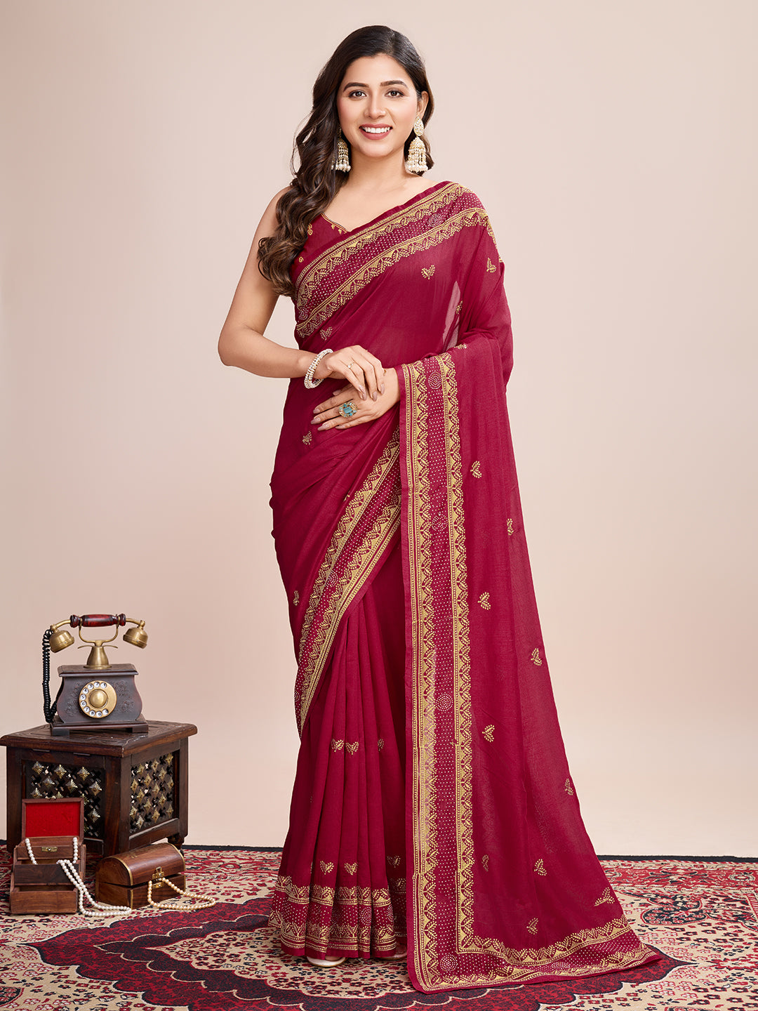 RED VICHITRA SOFT SILK SAREE