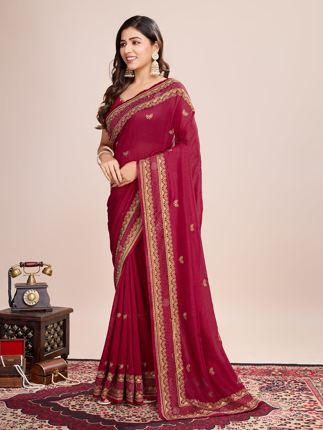 RED VICHITRA SOFT SILK SAREE