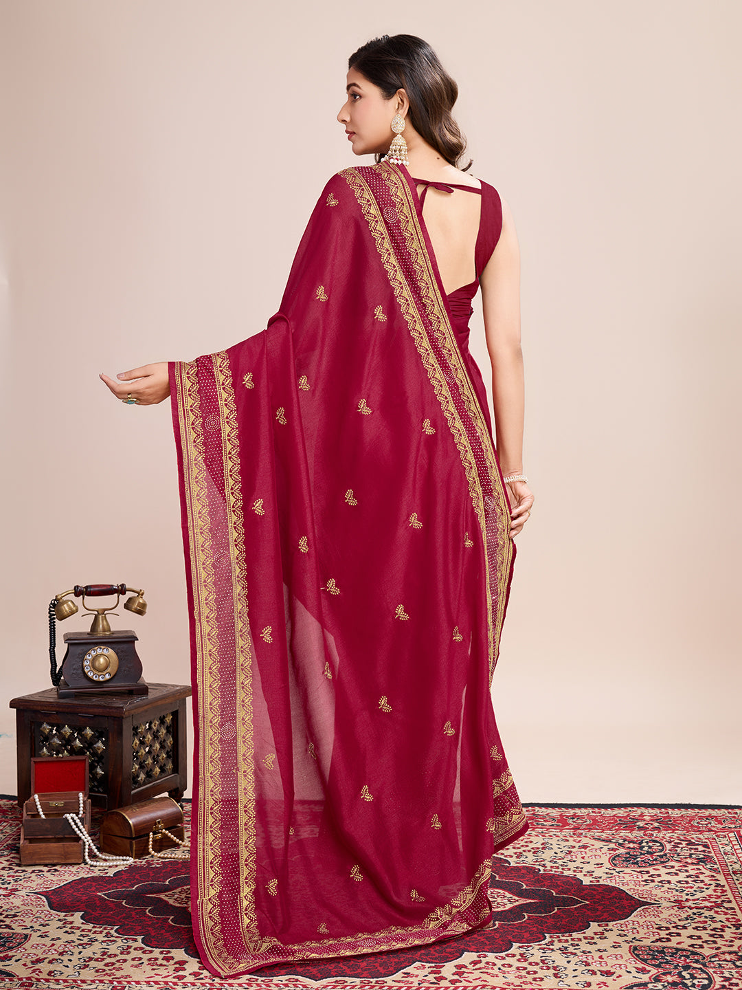 RED VICHITRA SOFT SILK SAREE