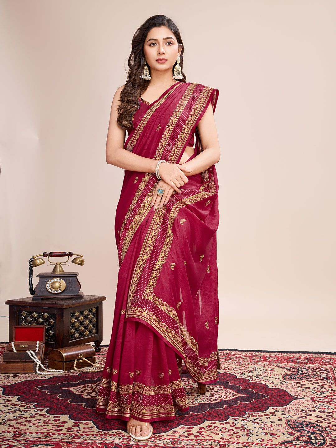 RED VICHITRA SOFT SILK SAREE