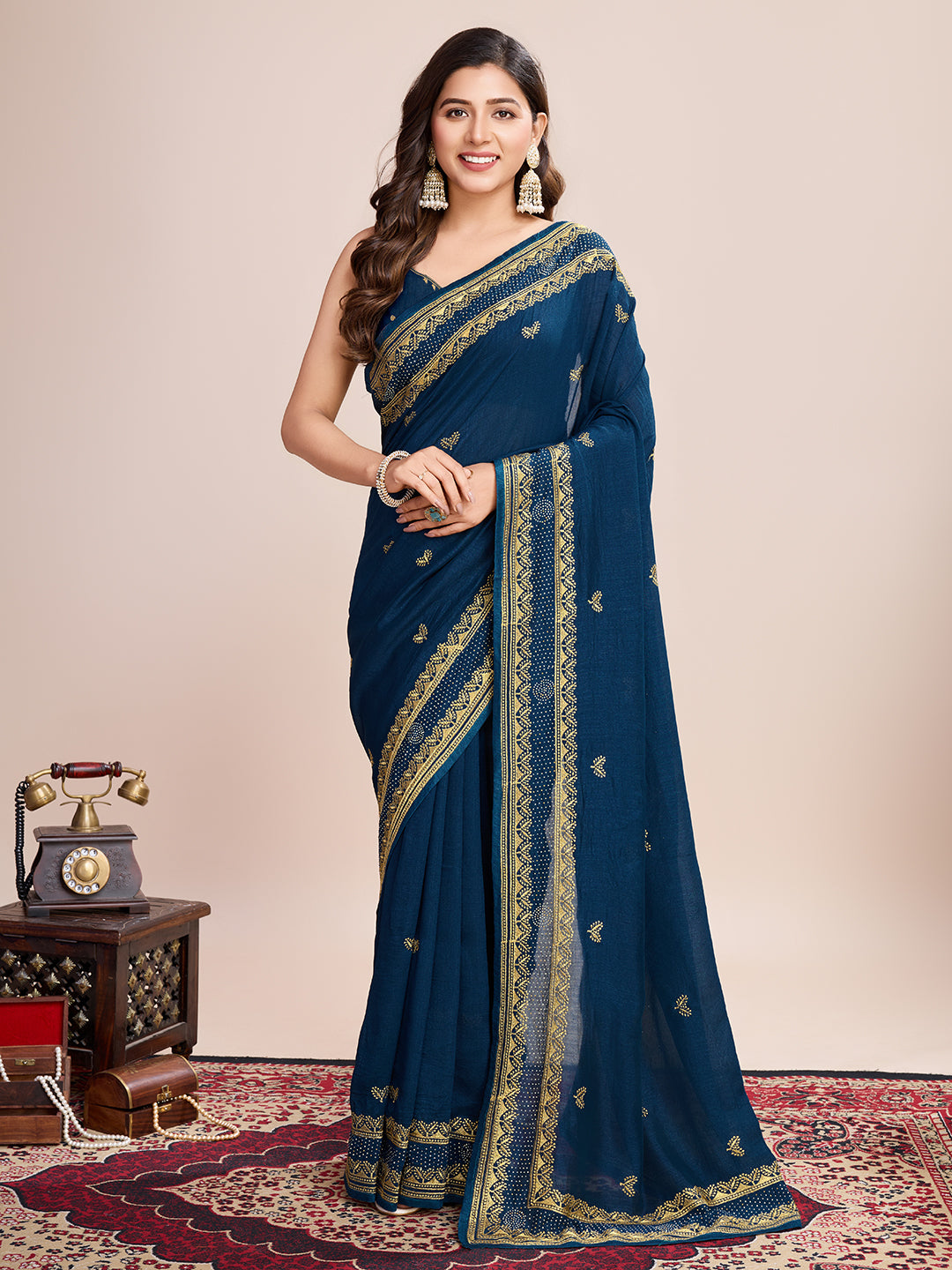 BLUE VICHITRA SOFT SILK SAREE