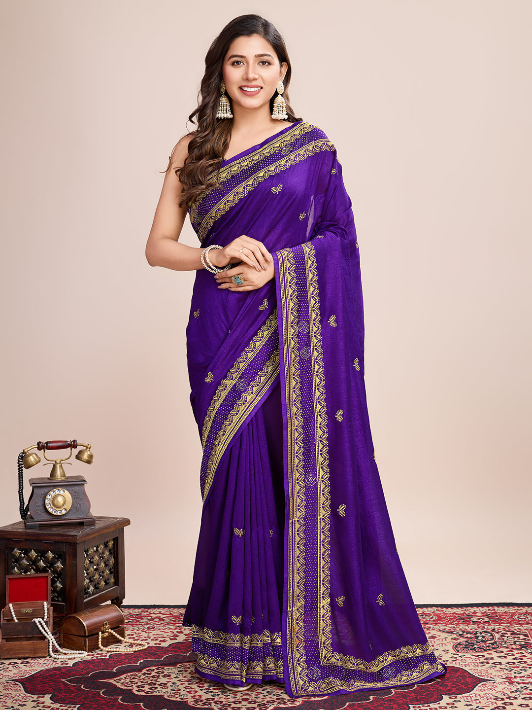 WINE VICHITRA SOFT SILK SAREE