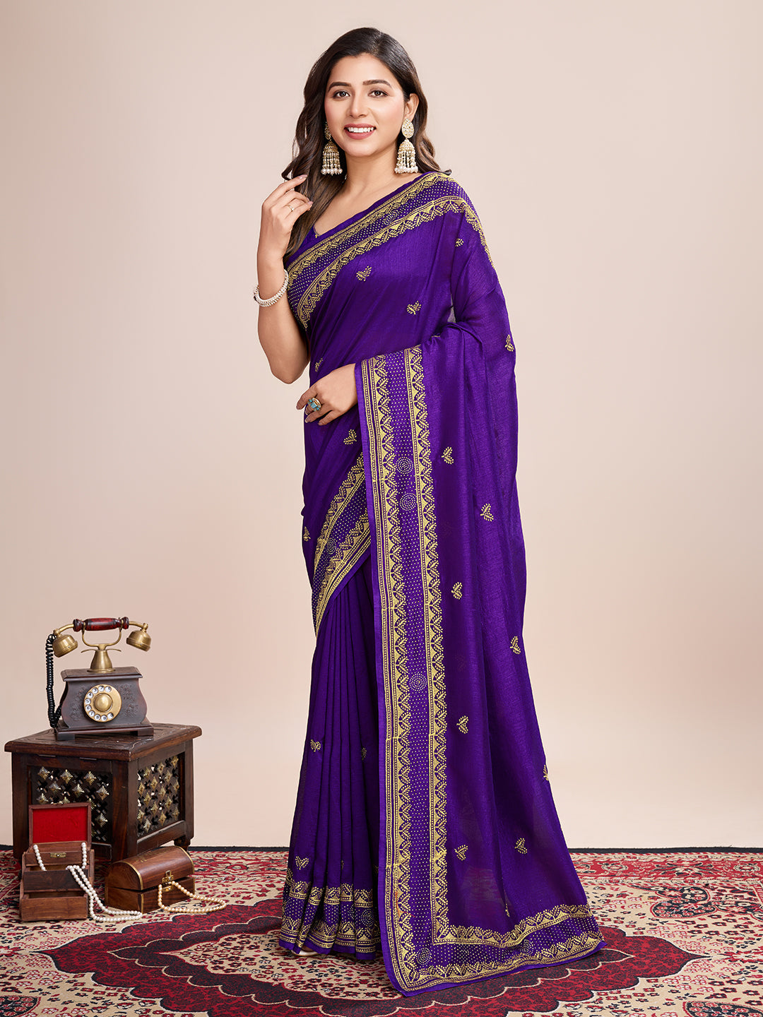 WINE VICHITRA SOFT SILK SAREE