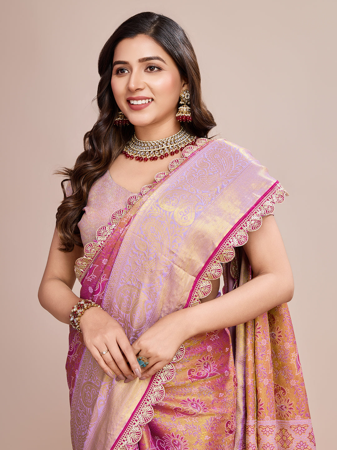 PINK SEMI SILK SAREE