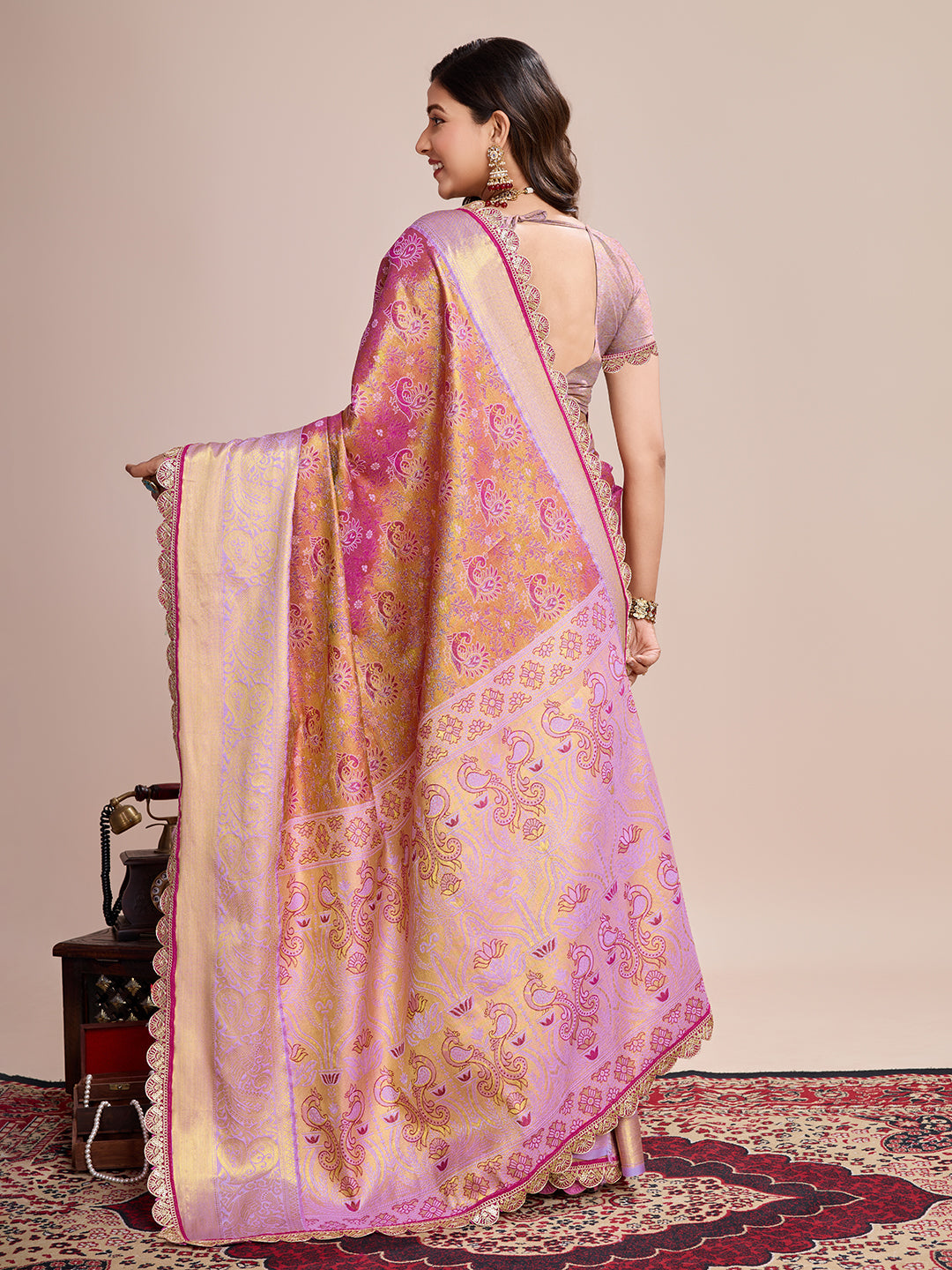 PINK SEMI SILK SAREE