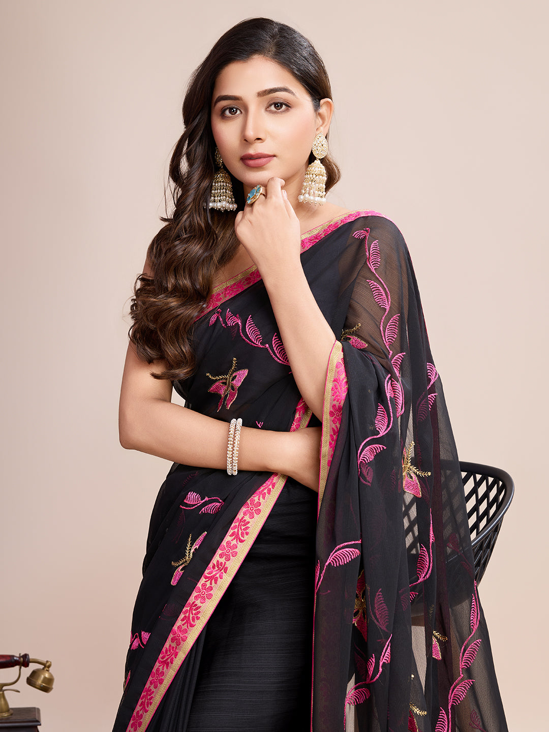 BLACK GEORGET SOFT SILK SAREE