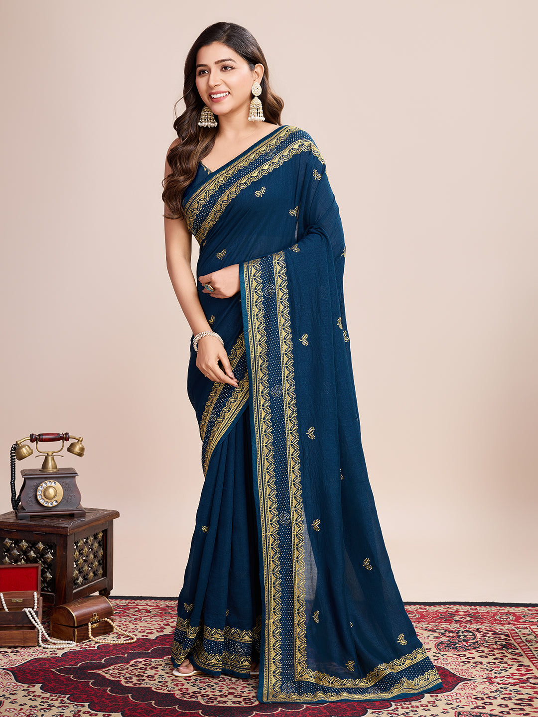 BLUE VICHITRA SOFT SILK SAREE