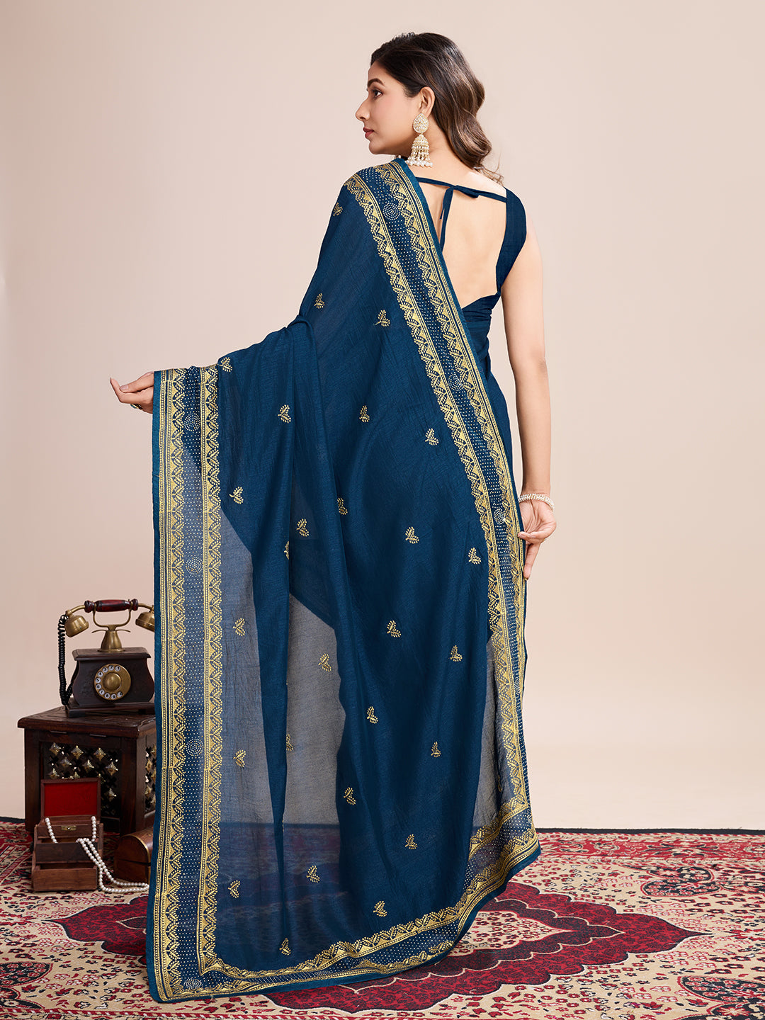 BLUE VICHITRA SOFT SILK SAREE