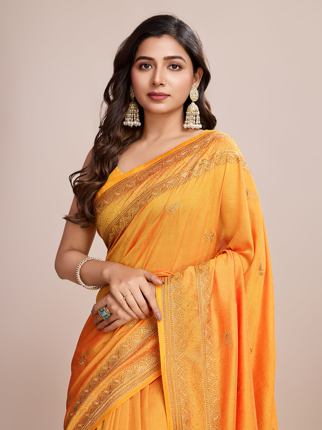 YELLOW VICHITRA SOFT SILK SAREE