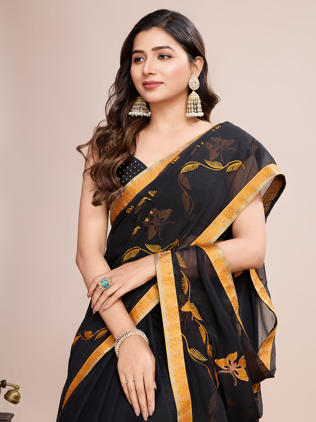 BLACK GEORGET SOFT SILK SAREE