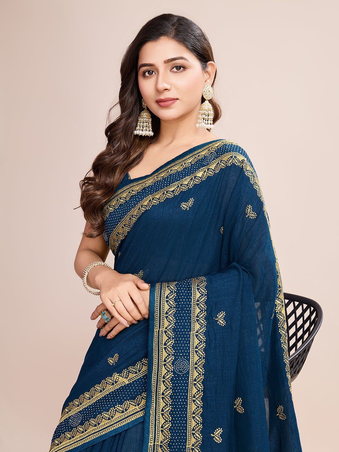 BLUE VICHITRA SOFT SILK SAREE