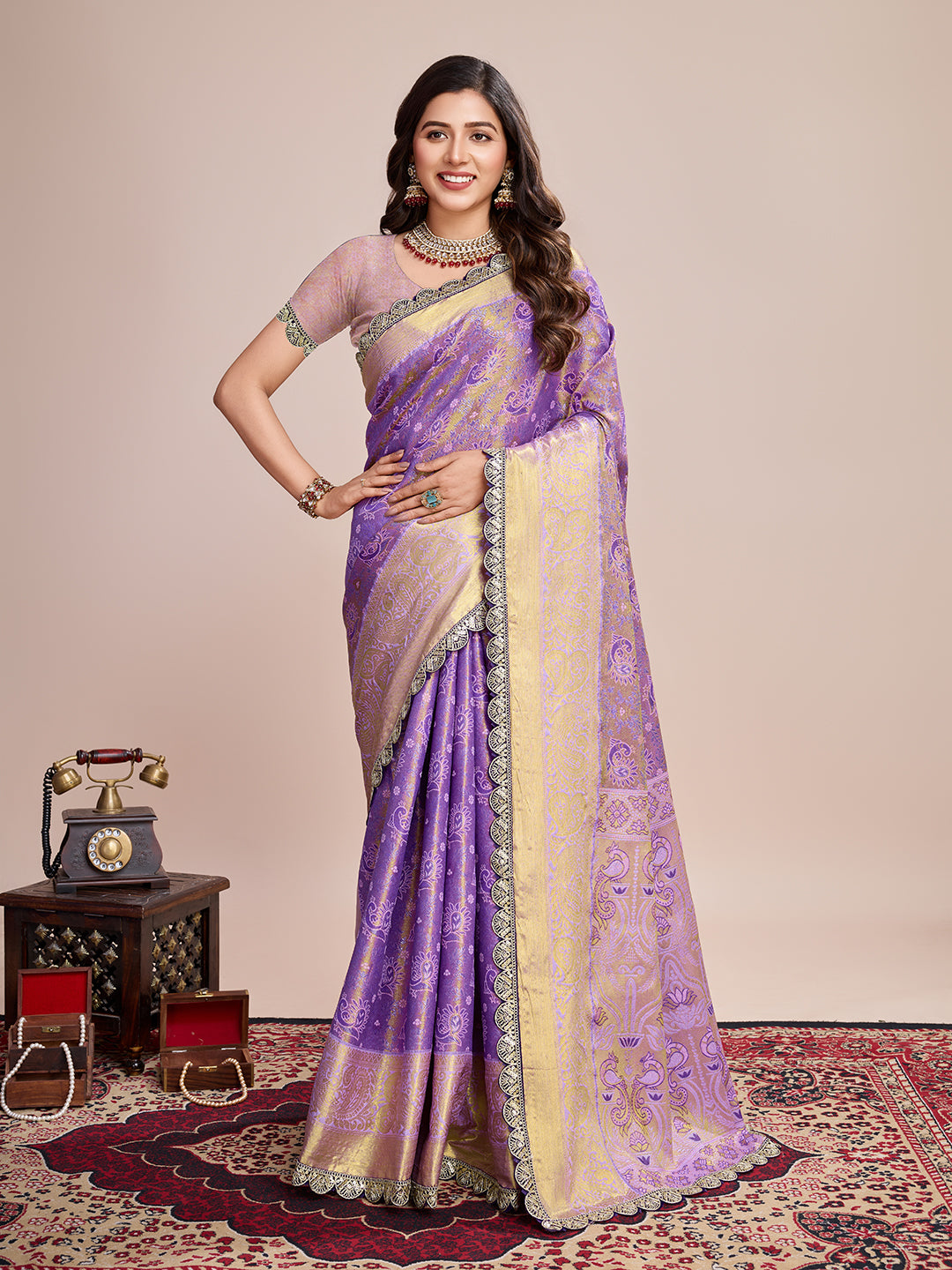 PURPLE SEMI SILK SAREE