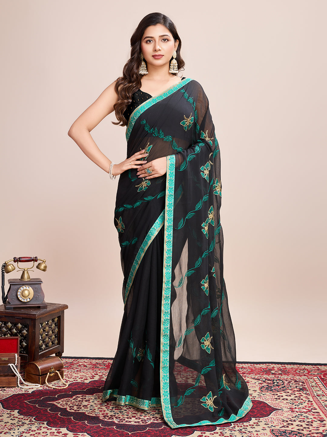 BLUE GEORGET SOFT SILK SAREE