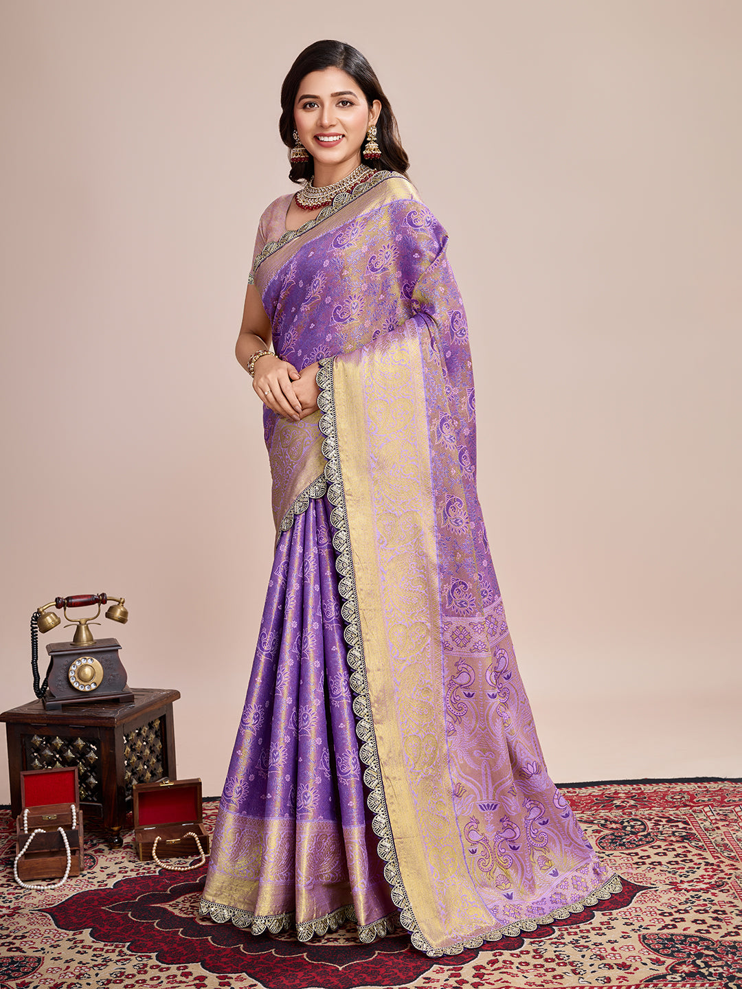 PURPLE SEMI SILK SAREE