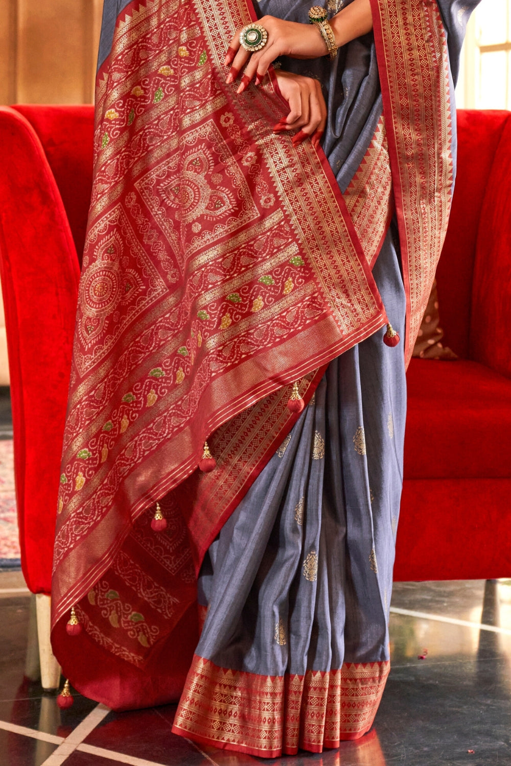 Grey PURE PATOLA Saree