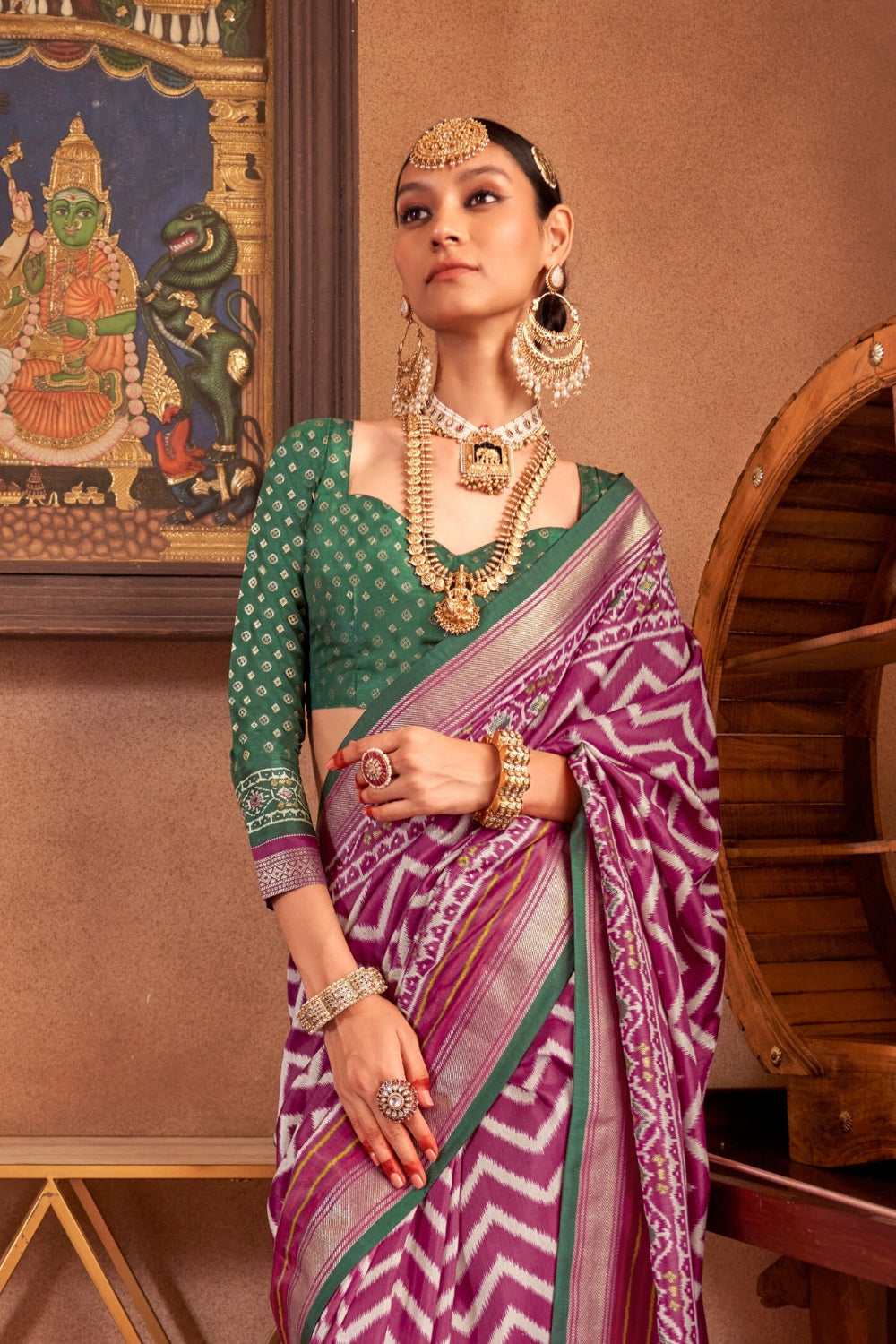 Wine Patola Silk Saree