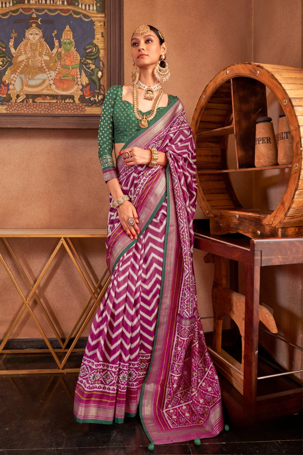 Wine Patola Silk Saree