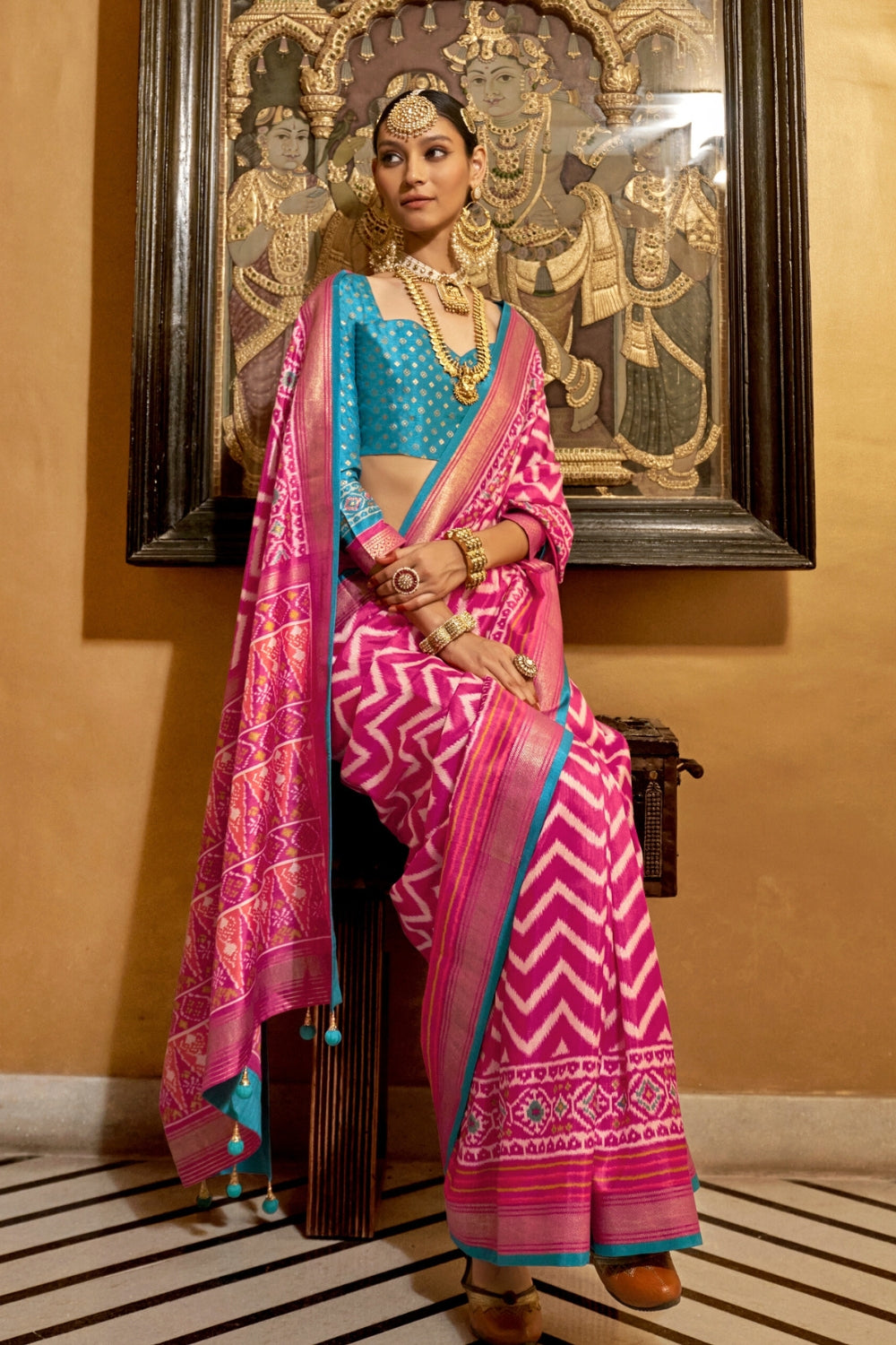 Maroon Patola Silk Saree