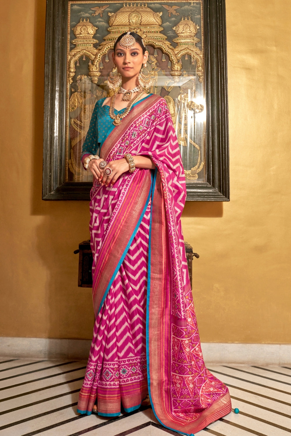 Maroon Patola Silk Saree