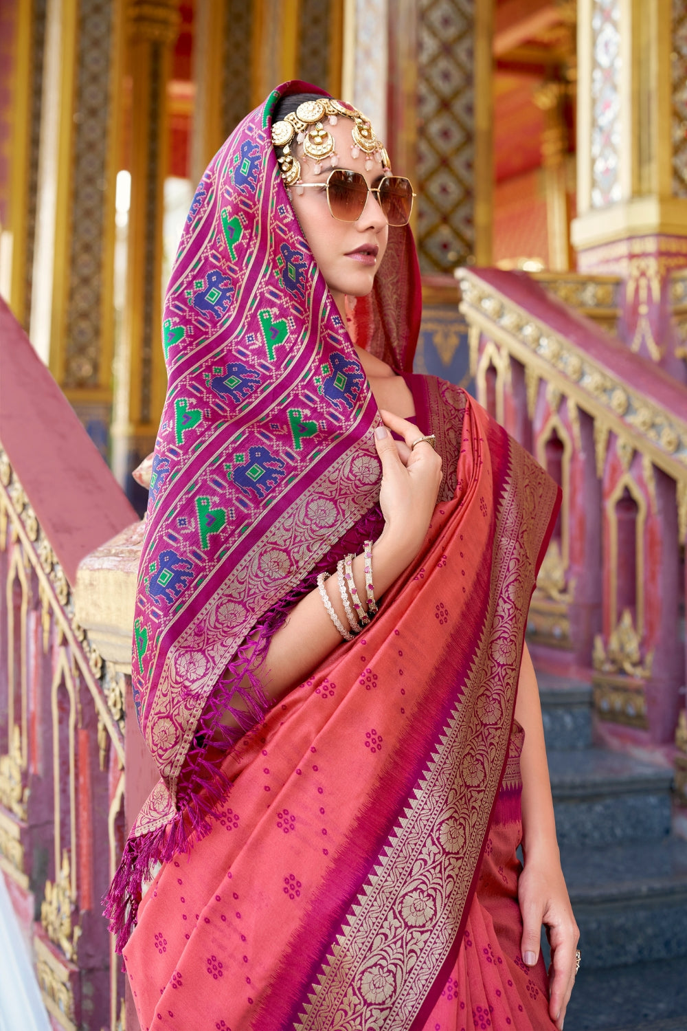 Cherry Pink Banarasi Saree