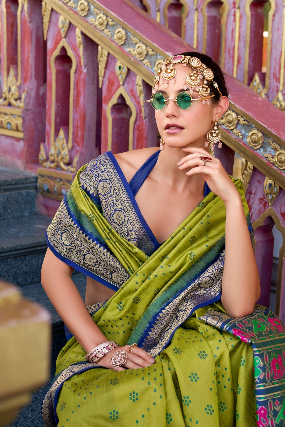 Pear Green Banarasi Saree