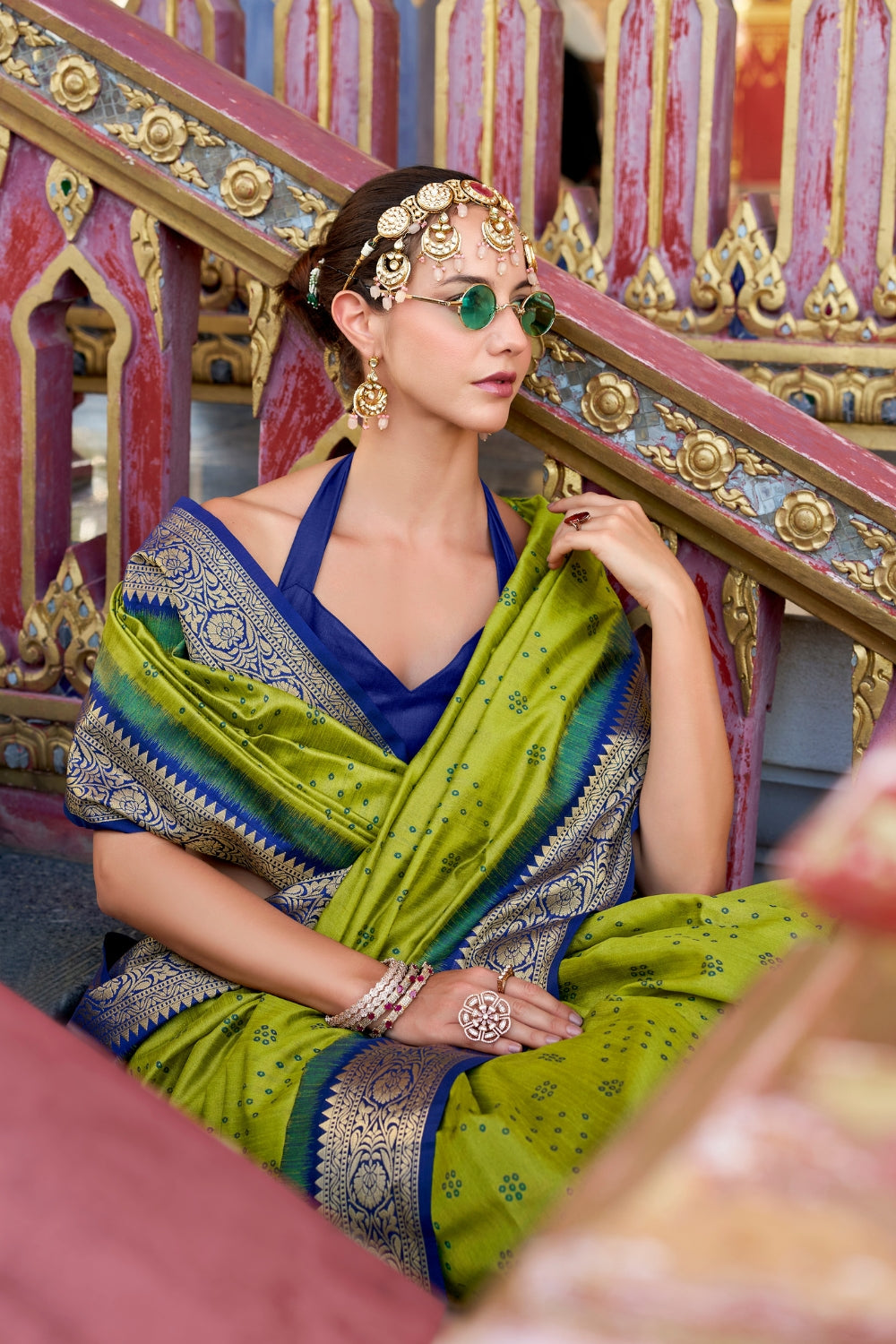 Pear Green Banarasi Saree