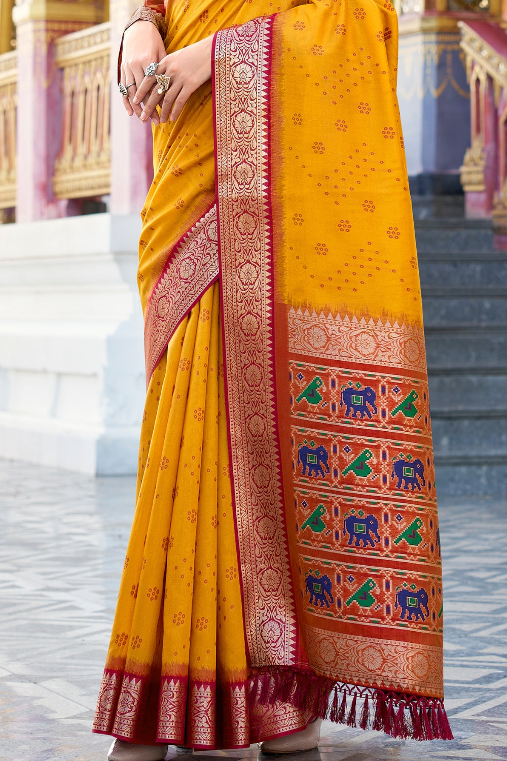 Tiger Orange Banarasi Saree