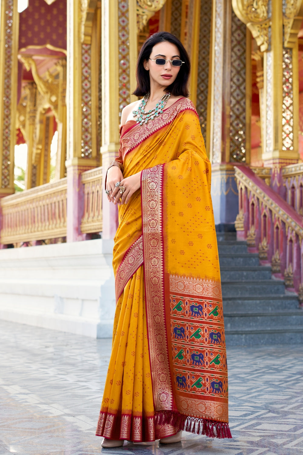 Tiger Orange Banarasi Saree