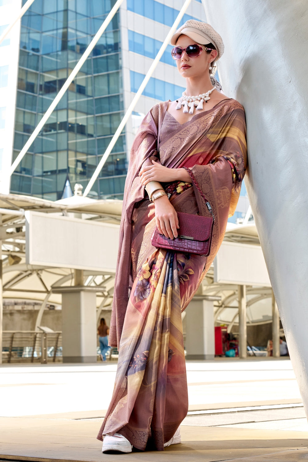 Multicolour Modal Silk Digital Print Saree