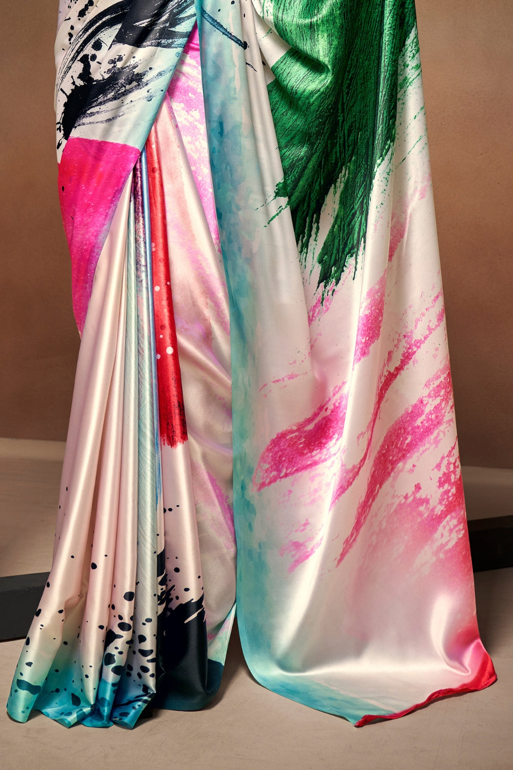 Multi SOFT SATTIN SILK Saree