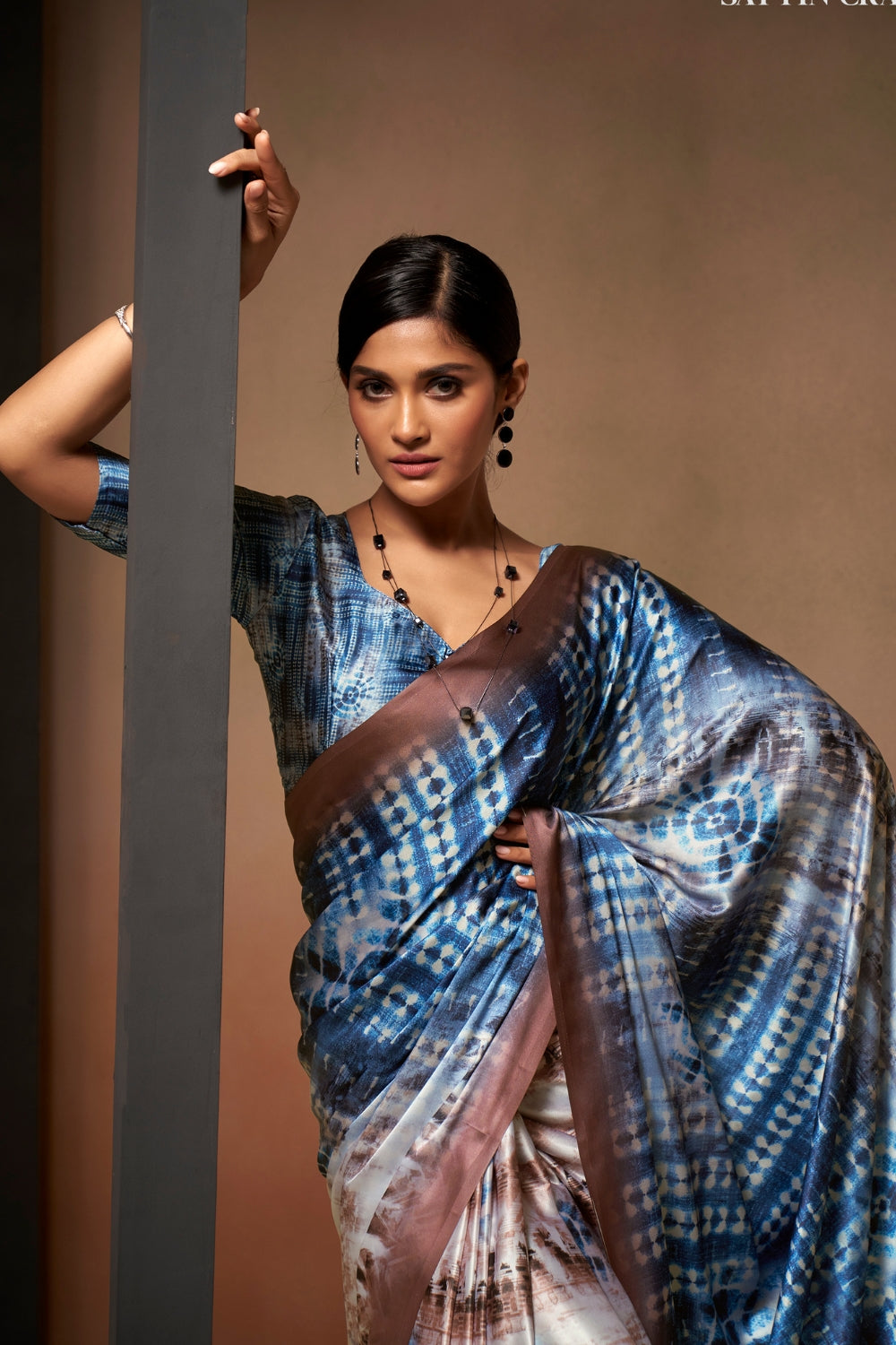 Multi SOFT SATTIN SILK Saree