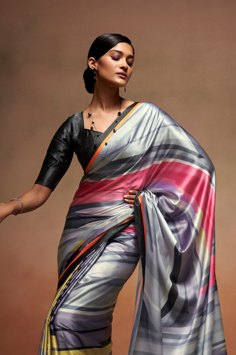 Multi SOFT SATTIN SILK Saree