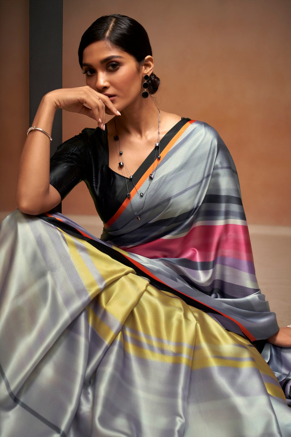 Multi SOFT SATTIN SILK Saree