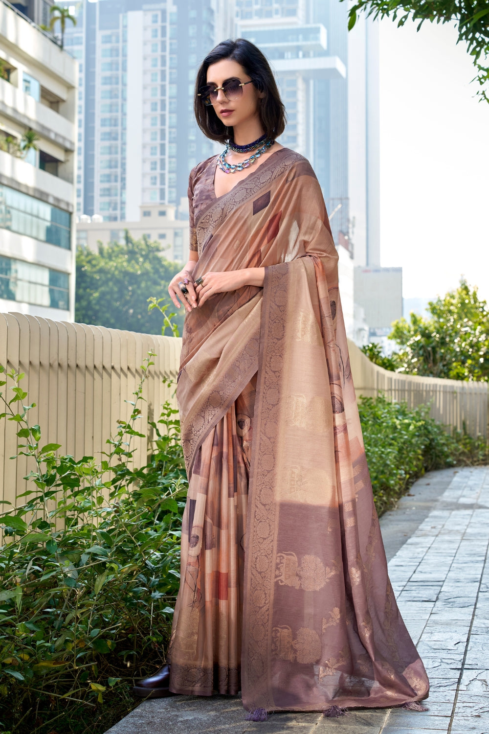 Multicolour Modal Silk Digital Print Saree