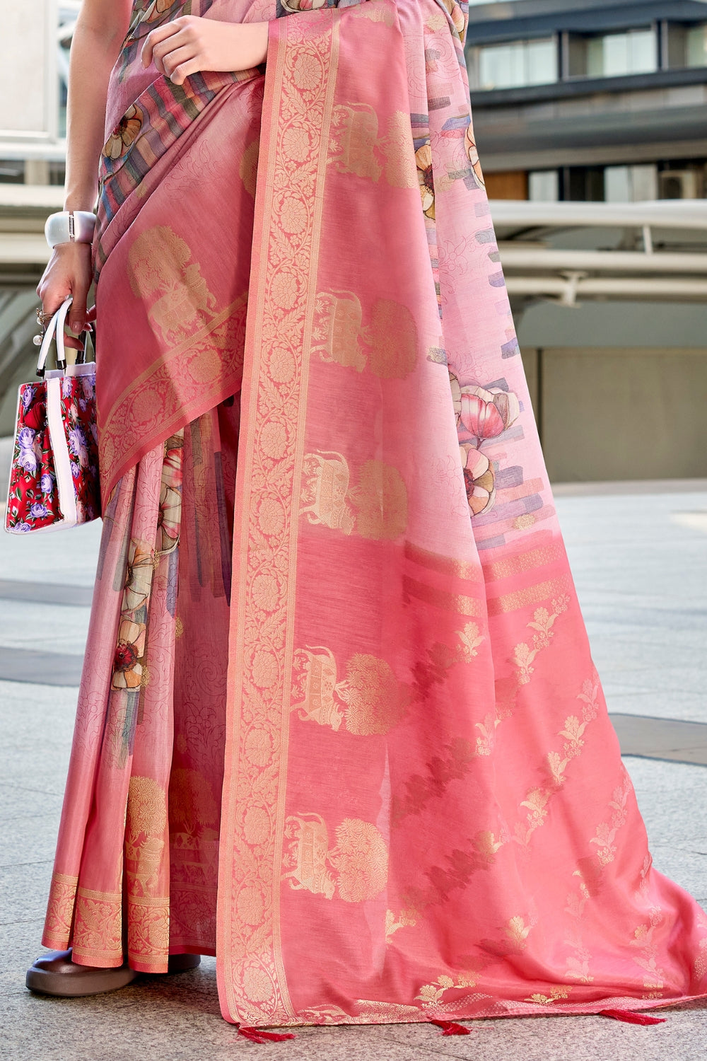 Multicolour Modal Silk Digital Print Saree